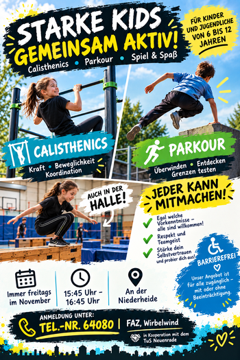 Das Familienzentrum Wirbelwind und der TuS Neuenrade laden ein.