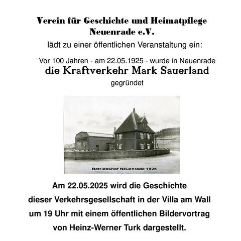 Vortrag zu 100 Jahren Mark Sauerland